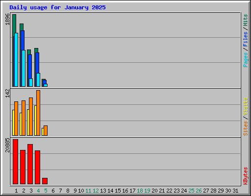 Daily usage for January 2025