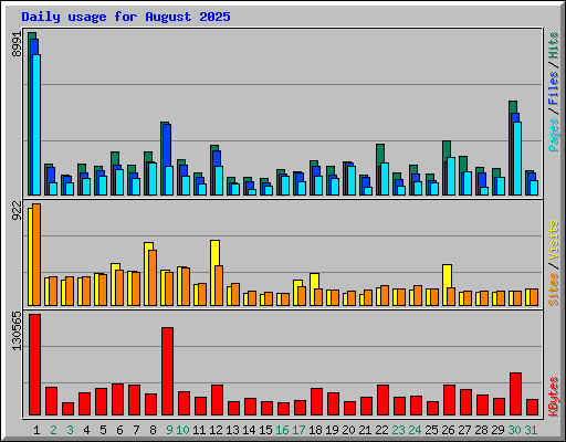 Daily usage for August 2025